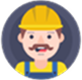 Icon of a construction/warehouse worker wearing a helmet