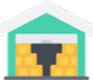 Icon of a warehouse building with empty space inside