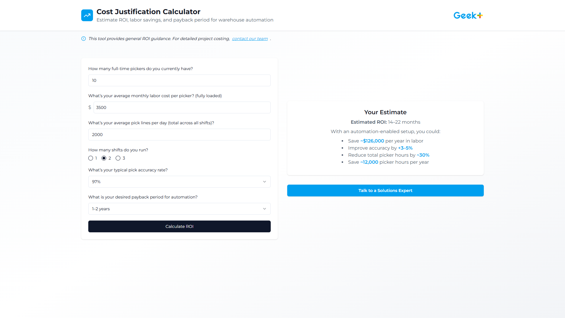 Cost Justification Calculator