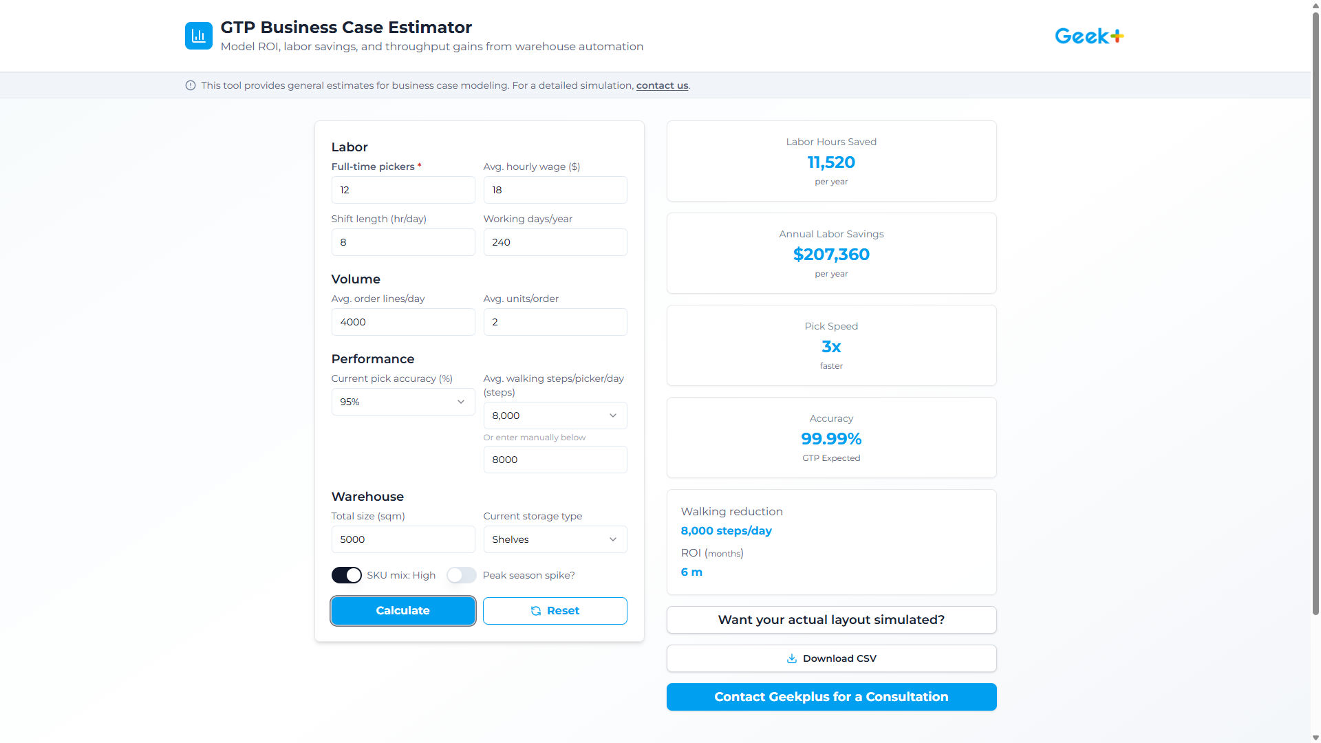 GTP Business Case Estimator