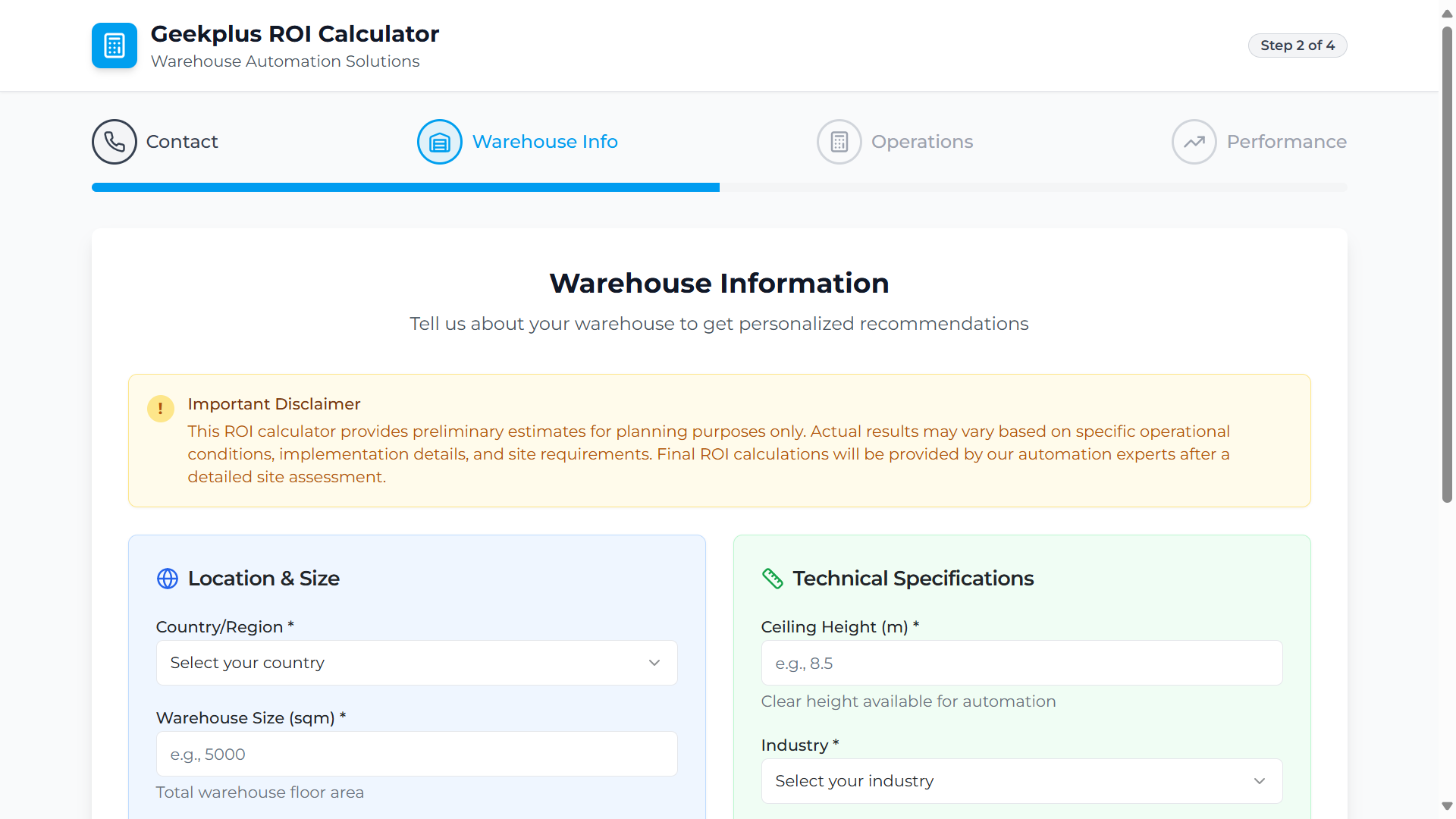 Geekplus ROI Calculator