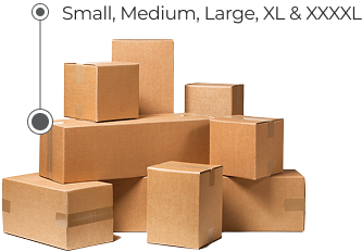 small, medium and large boxes