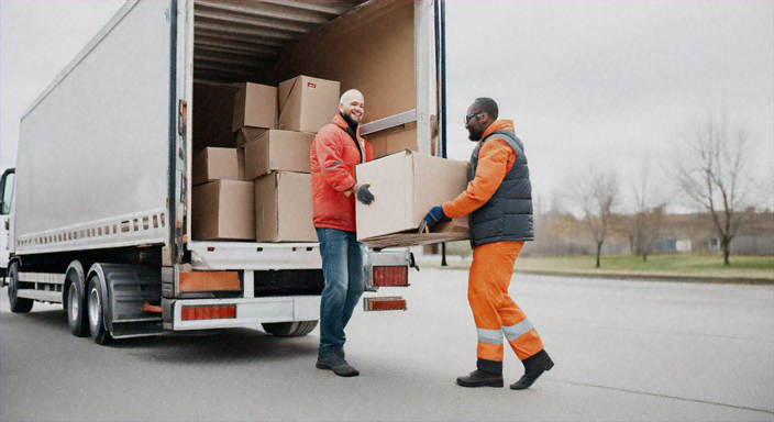 two men unloading a truck