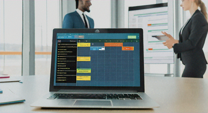 opened laptop during a meeting