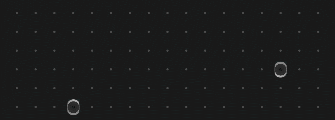 GIF of multiple AMRs moving across a grid, demonstrating 24/7 autonomous robot operations for Shelf-to-Person workflows