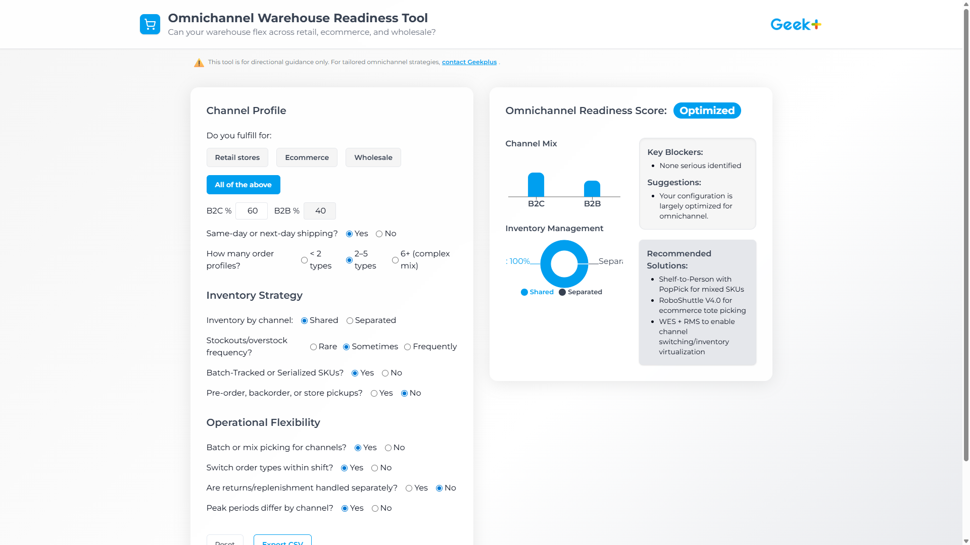 Omnichannel Warehouse Readiness Tool