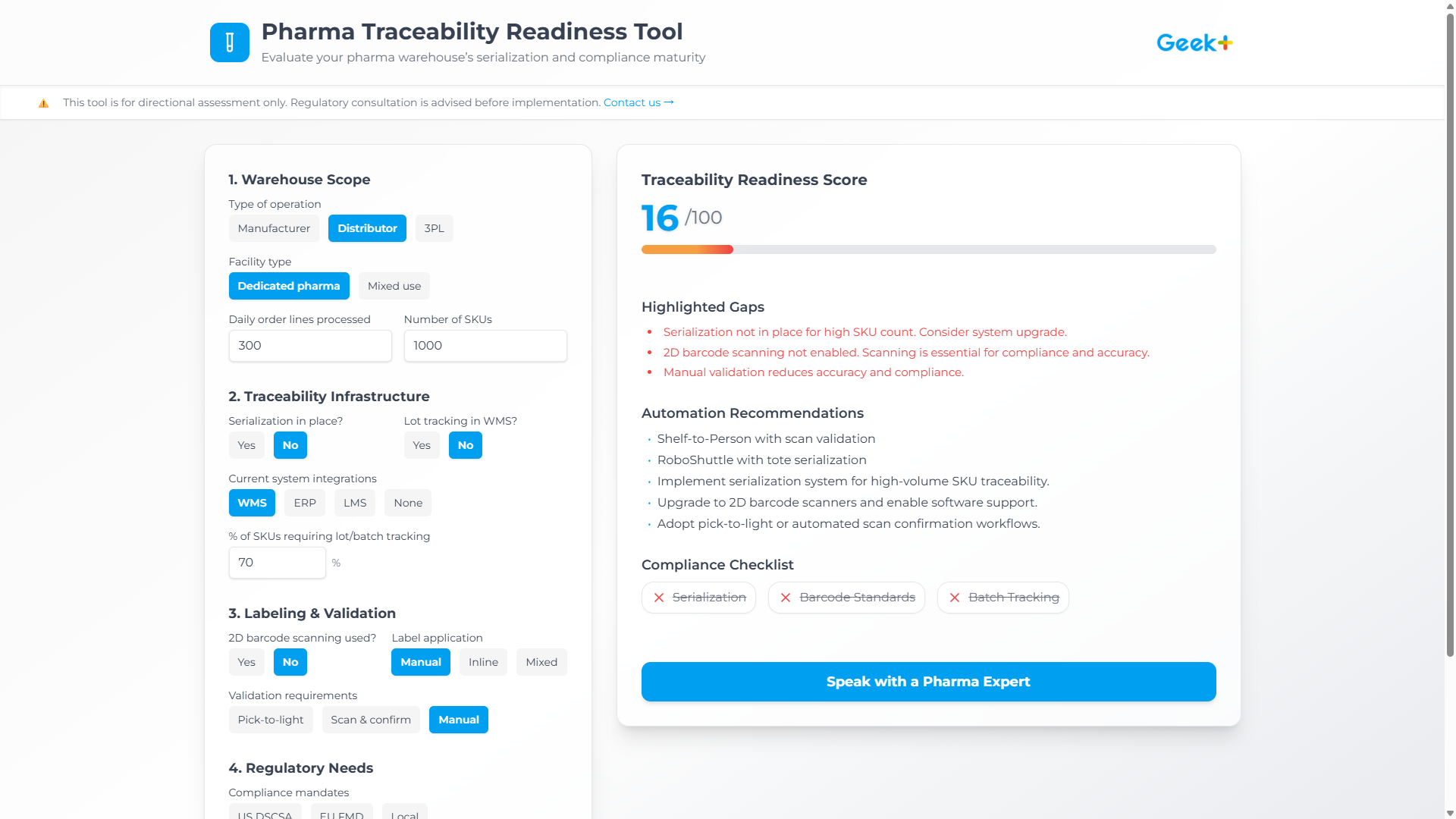 Pharma Traceability Readiness Tool