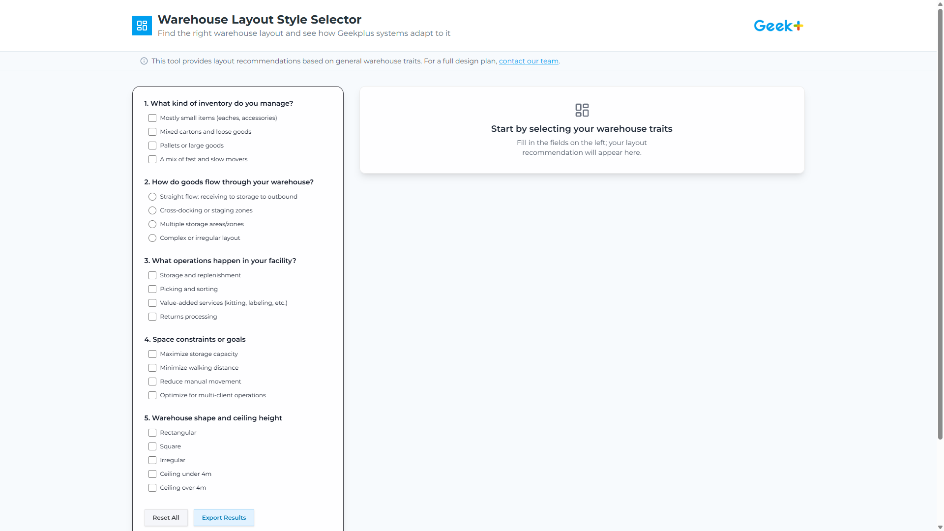 Warehouse Layout Style Selector
