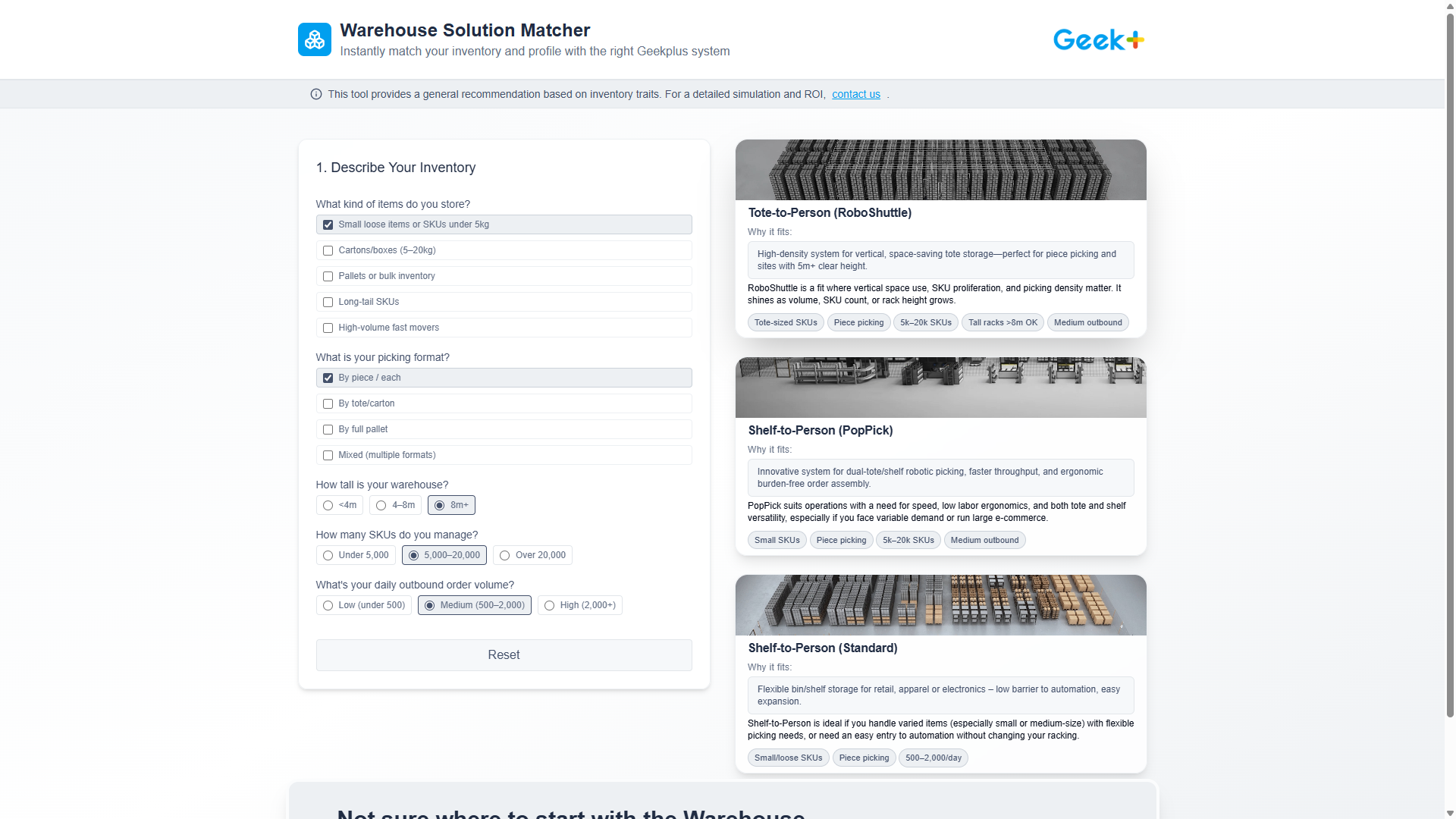 Warehouse Solution Matcher