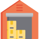 Icon of a storage unit filled with stacked boxes
