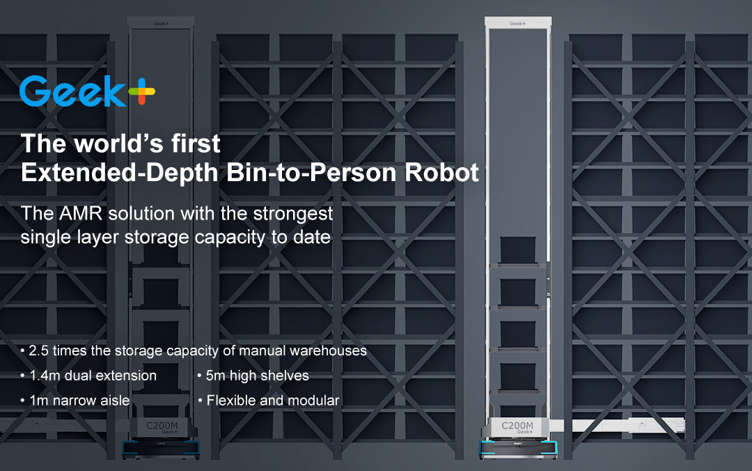 Geek+ releases world’s first Extended-Depth Bin-to-Person robot, reaching new heights of AMR development