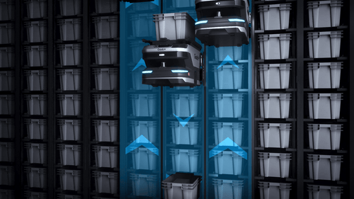 RoboShuttle Hyper robots operating concurrently in the rack